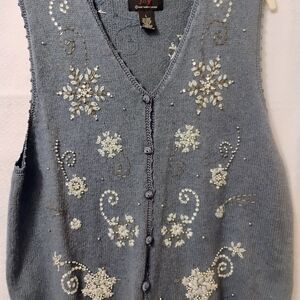 Designers Originals Blue Embellished Snowflake Vest